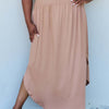 High Waist Scoop Hem Maxi Skirt in Tan | Full Size - Tan