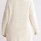 Back view of Umgee plus size high-low boucle sweater dress in cream, showcasing cozy texture and relaxed fit.