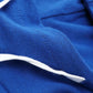 Close-up of Bella Road Drawstring Letter Graphic Long Sleeve Hoodie in blue fabric showcasing white drawstring and stitching details.