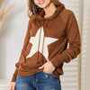 Heimish Full Size Star Graphic Hooded Sweater - Brown