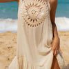 Cutout Round Neck Wide Strap Cover-Up - Tan