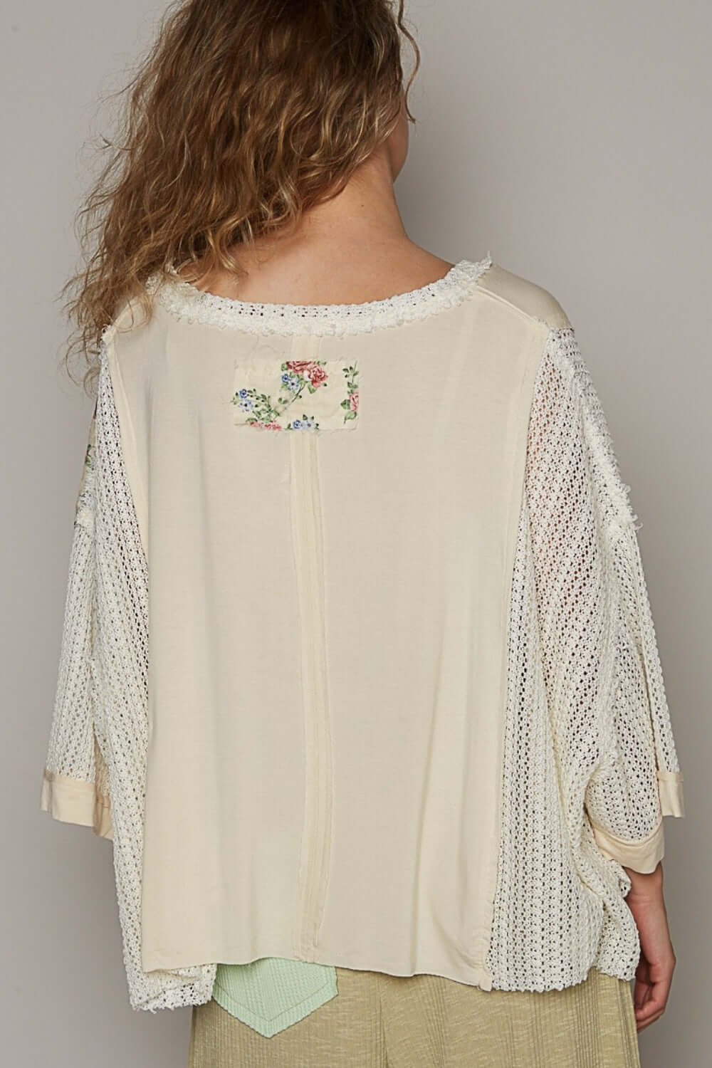 POL V-Neck Crochet Patch Top at Bella Road