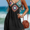 Cutout V-Neck Cover-Up Dress - Black