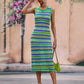 BELLA ROAD Striped Round Neck Sleeveless Midi Cover Up Dress at Bella Road