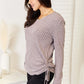 Drawstring Ribbed Long Sleeve T-Shirt