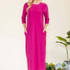 Round Neck Midi Dress | Full Size - MAGENTA