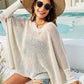 BELLA ROAD Openwork Slit Long Sleeve Cover-Up at Bella Road