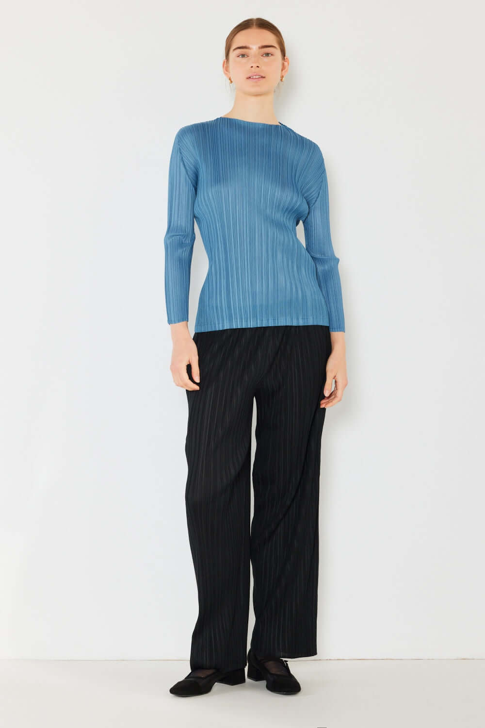 MARINA WEST SWIM Pleated Long Sleeve Boatneck Top at Bella Road