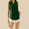 Notched Sleeveless Top | Full Size - DEEP GREEN