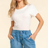 High Rise Button Fly Washed Denim Shorts - Faded Blue