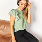 DOUBLE TAKE Pleated Detail Flutter Sleeve Blouse at Bella Road