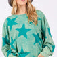 Trendy mineral wash star pattern T-shirt with stylish edge and flair, perfect for casual outfits.