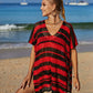 BELLA ROAD Tassel Openwork Striped V-Neck Cover Up at Bella Road