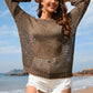 BELLA ROAD Heart Openwork Long Sleeve Cover-Up at Bella Road