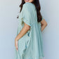 Out Of Time Full Size Ruffle Hem Dress with Drawstring Waistband in Light Sage