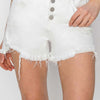 RISEN Button Fly Frayed Hem Denim Shorts - White