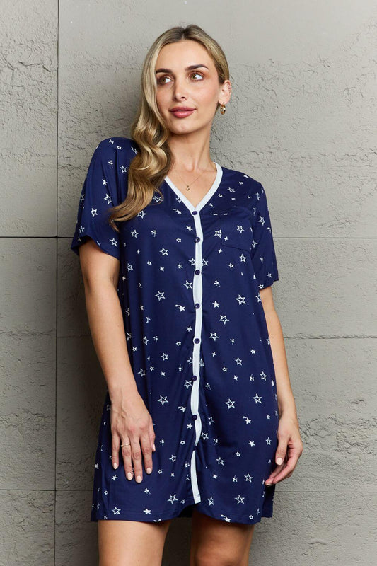 MOON NITE Quilted Quivers Button Down Sleepwear Dress at Bella Road