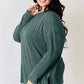 Ribbed Half Button Long Sleeve High-Low T-Shirt