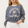 And The Why BEVERLY HILLS 92 CALIFORNIA Contrast Crop Sweatshirt - Stone