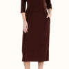 Round Neck Midi Dress | Full Size - BROWN