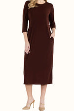 CELESTE Full Size Round Neck Midi Dress at Bella Road