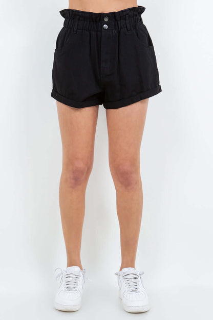 High Waist Paper Bag Shorts