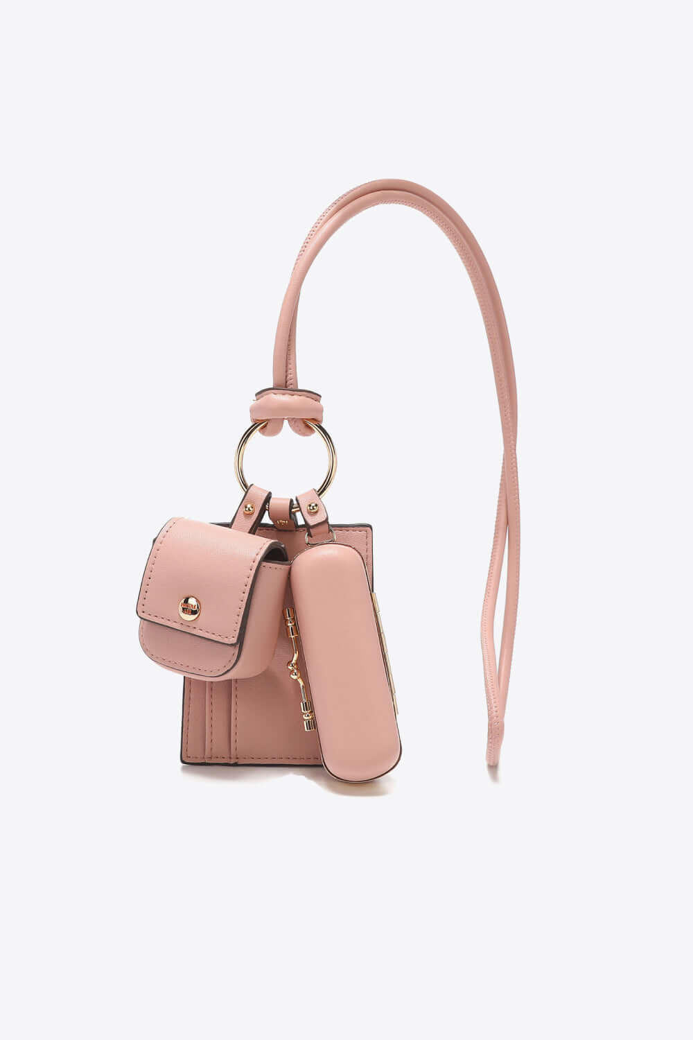 Nicole Lee USA Vegan Leather 3-Piece Lanyard Set in pink, including AirPods Case, designed for style and functionality.