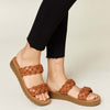 Woven Dual Band Platform Sandals - Whisky