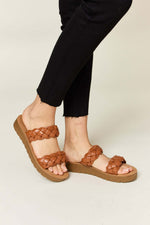 WILD DIVA Woven Dual Band Platform Sandals at Bella Road