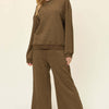 Texture Long Sleeve Top and Pants Set | Full Size - Taupe