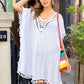 BELLA ROAD Tassel Cutout Half Sleeve Cover-Up at Bella Road