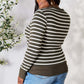 Full Size Striped Snap Down Cardigan