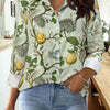 Bella Road Printed Collared Neck Long Sleeve Shirt - Light Green