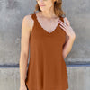 Basic Bae Lace Detail V-Neck Cutout Cami | Full Size - Caramel