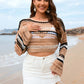 BELLA ROAD Openwork Boat Neck Dropped Shoulder Cover-Up at Bella Road