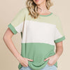 Color Block Short Sleeve T-Shirt - Green Multi