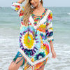 Fringe V-Neck Three-Quarter Sleeve Cover Up - Multi Color