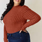 Ribbed Mock Neck Puff Sleeve T-Shirt