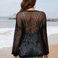 BELLA ROAD Openwork Dropped Shoulder Long Sleeve Cover-Up at Bella Road