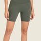 Millennia Seamless High-Rise Wide Waistband Biker Shorts in olive green, perfect for comfort and style during workouts or lounging.