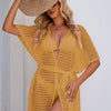 Openwork Tie Waist Cover Up - Honey