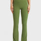 Millennia Elastic Waist Flare Yoga Pants in green, perfect for yoga and workouts with ultimate comfort and style.