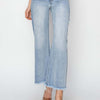 RISEN High Rise Crop Wide Fray Hem Jeans - Light