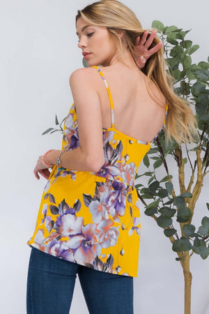 CELESTE Full Size Floral V-Neck Cami at Bella Road