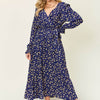 Tie Back Flounce Sleeve Dress | Full Size - Navy