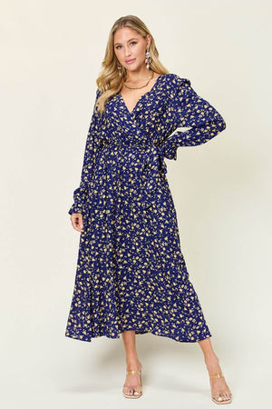 DOUBLE TAKE Full Size Tie Back Flounce Sleeve Dress at Bella Road