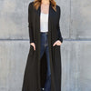 Open Front Long Sleeve Cover Up - Black