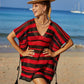 BELLA ROAD Tassel Openwork Striped V-Neck Cover Up at Bella Road