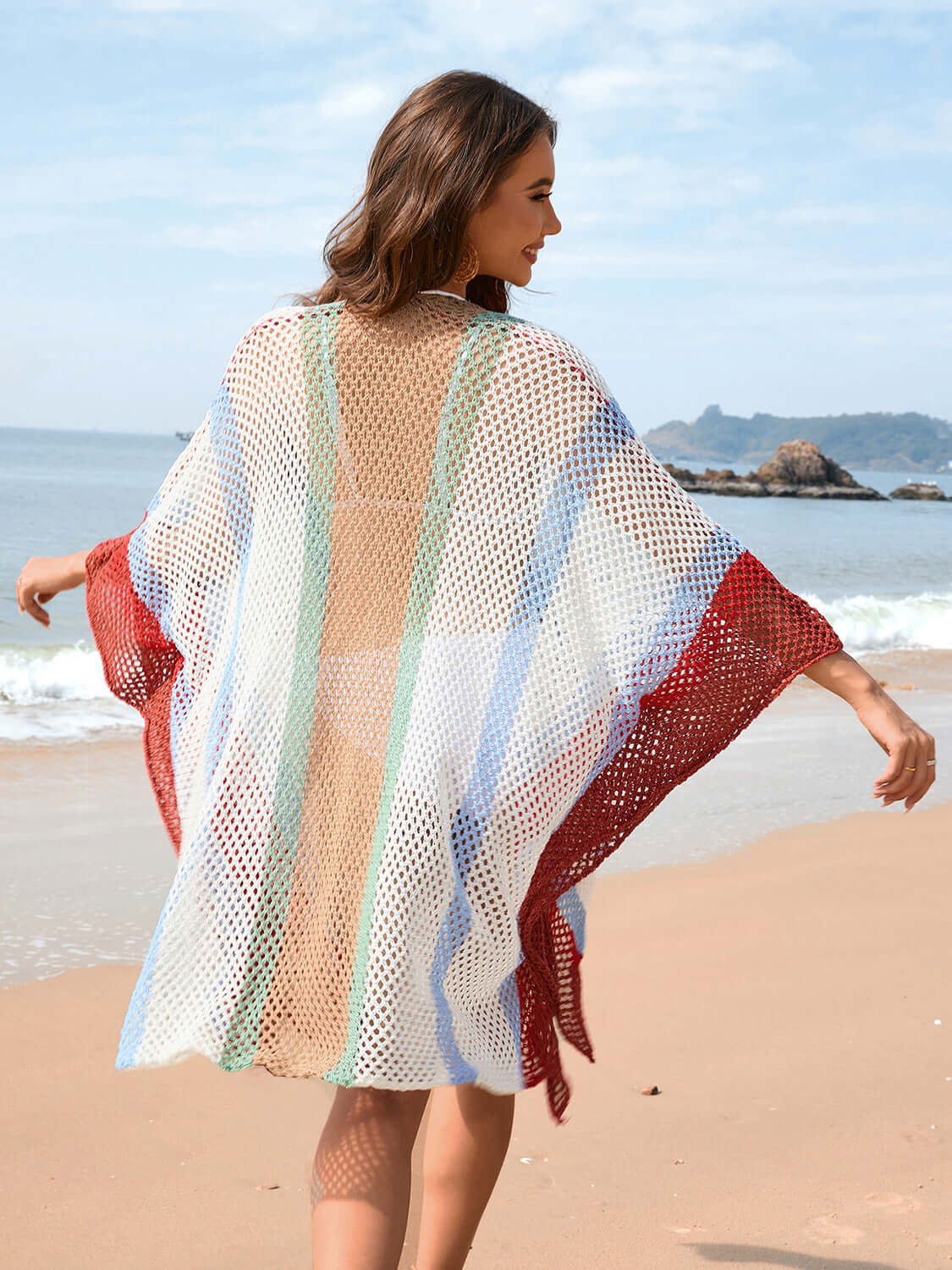 BELLA ROAD Openwork Color Block Plunge Cover-Up at Bella Road