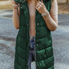 Bella Road Longline Hooded Sleeveless Puffer Vest - Green